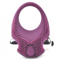 Cock Ring Vibrating with Clitoral Stimulator Single Speed Silicone Burgundy cockring